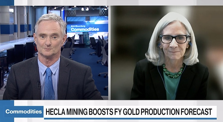 Cassie Boggs talking with a man from a news station